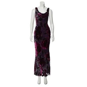 Haute Hippie Purple Cowl Neck Printed Velvet Dress